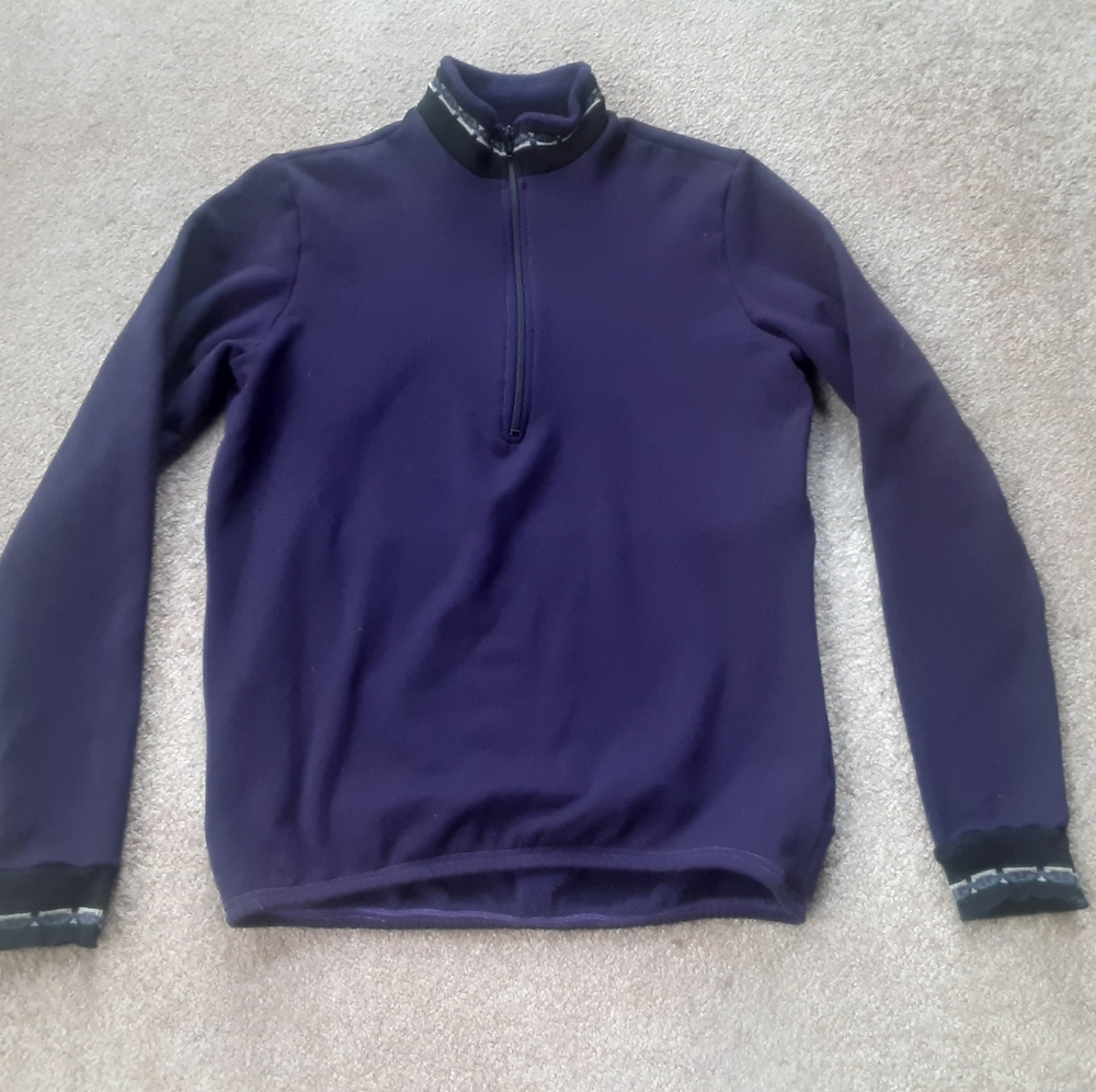 Vintage Y2K Performance Bicycle Fleece Cycling Jersey, Rear Zip Kangaroo Pocket